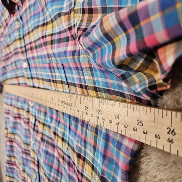 Bill & Blass Plaid Shirt Non Iron Button-Down Colorful Checkered Pattern Mens L - Picture 3 of 10